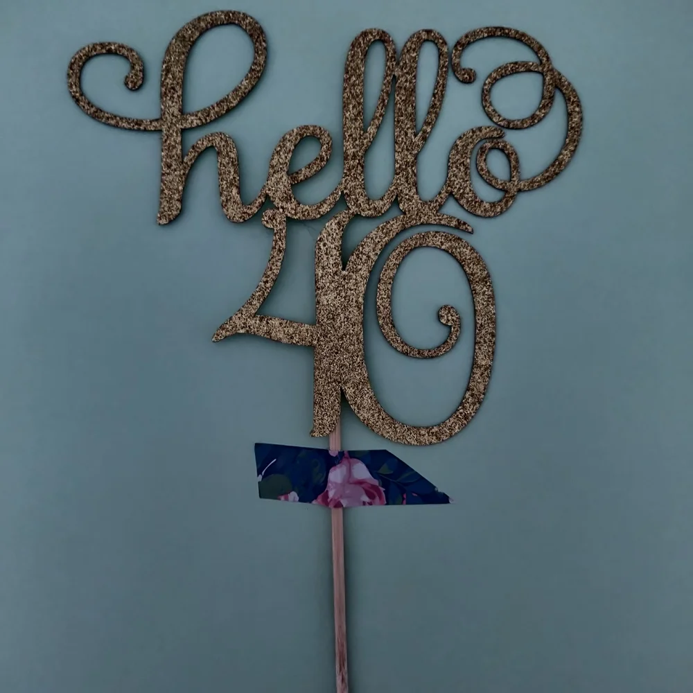 Sparkling Gold 'Hello 40' Cake Topper